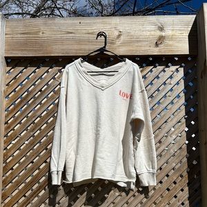 Aerie Cream V-Neck Sweatshirt. Size S.